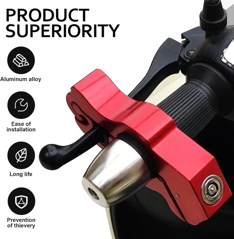 pinflaw 1 PC Motorcycle Grip Brake Lock, 5-5/16" x 2-3/16" x 15/16" Alloy Anti-Theft Throttle Lock, Replacement Modification Accessories, Suitable for Motorcycles, Scooters, Bicycles, ATVs (Red) - Image 3